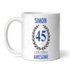 45th Birthday Gift For Man Blue Male Mens 45th Birthday Present Personalised Mug