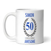 50th Birthday Gift For Man Blue Male Mens 50th Birthday Present Personalised Mug