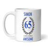 65th Birthday Gift For Man Blue Male Mens 65th Birthday Present Personalised Mug