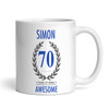 70th Birthday Gift For Man Blue Male Mens 70th Birthday Present Personalised Mug