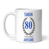 80th Birthday Gift For Man Blue Male Mens 80th Birthday Present Personalised Mug