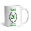 20th Birthday Gift For Man Green Male Mens 20 Birthday Present Personalised Mug