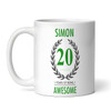 20th Birthday Gift For Man Green Male Mens 20 Birthday Present Personalised Mug