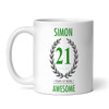 21st Birthday Gift For Man Green Male Mens 21 Birthday Present Personalised Mug