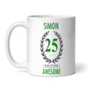 25th Birthday Gift For Man Green Male Mens 25 Birthday Present Personalised Mug