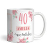 40th Birthday Gift For Her Pink Flower Photo Tea Coffee Cup Personalised Mug