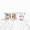 50th Birthday Gift For Her Pink Flower Photo Tea Coffee Cup Personalised Mug