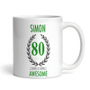 80th Birthday Gift For Man Green Male Mens 80 Birthday Present Personalised Mug