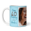 40 & Fabulous 40th Birthday Gift Blue Photo Tea Coffee Cup Personalised Mug