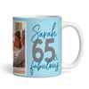 65 & Fabulous 65th Birthday Gift Blue Photo Tea Coffee Cup Personalised Mug