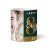 80th Birthday Photo Gift For Him Green Gold Tea Coffee Cup Personalised Mug