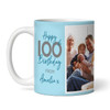 100 & Fabulous 100th Birthday Gift Blue Photo Tea Coffee Cup Personalised Mug