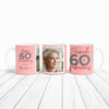 60 & Fabulous 60th Birthday Gift For Her Coral Pink Photo Personalised Mug