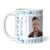 90th Birthday Gift For Him Blue Star Photo Tea Coffee Cup Personalised Mug