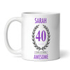 40th Birthday Gift For Women Purple Ladies Birthday Present Personalised Mug