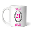 21st Birthday Gift For Women Pink Ladies Birthday Present Personalised Mug