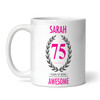 75th Birthday Gift For Women Pink Ladies Birthday Present Personalised Mug