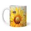 Pretty Yellow Sunflowers & Bees Name Tea Coffee Cup Custom Gift Personalised Mug