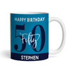 50th Birthday Photo Gift Blue Tea Coffee Cup Personalised Mug