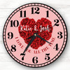 I Love You All The Time Red Valentine's Day Gift Anniversary Personalised Clock