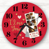 I Love You Photo Red Couple Valentine's Day Gift Anniversary Personalised Clock