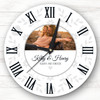 Grey Floral Photo Valentine's Day Gift Birthday Anniversary Personalised Clock