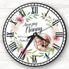 Amazing Nanny Floral Round Photo Mother's Day Birthday Gift Personalised Clock