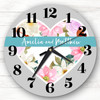 Couple Heart Flowers Anniversary Birthday Valentine's Gift Personalised Clock