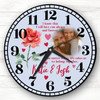Blue Rose Flower Photo Valentine's Day Gift Anniversary Personalised Clock