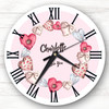 Hearts Wreath Valentine's Day Gift Birthday Anniversary Personalised Clock