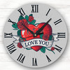 Retro I Love You Valentine's Day Gift Anniversary Grey Personalised Clock