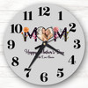 Floral Mum Heart Photo Frame Mother's Day Gift Grey Personalised Clock