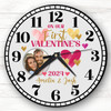 Our First Valentine's Day Gift Hearts Photo Personalised Clock