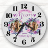 Mum Mother's Day Gift Grey Flower Photos Personalised Clock