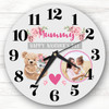 Mummy Mother's Day Gift Bear Photo Grey Personalised Clock