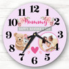Mummy Mother's Day Gift Bear Photo Pink Personalised Clock