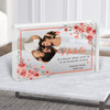 Red Watercolour Flowers Romantic Gift For Her Personalised Clear Acrylic Block