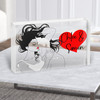 Sleeping Couple Red Heart Romantic Gift Personalised Clear Acrylic Block