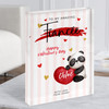 Valentine Gift For Fiancée Cute Panda With Heart Personalised Acrylic Block