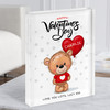 Valentine Gift Cute Teddy Bear Love Heart Personalised Acrylic Block