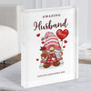 Romantic Gift For Husband Gnome With Love Heart Personalised Acrylic Block