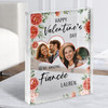 Valentine's Day Gift For Fiancée Hearts Floral Photo Custom Clear Acrylic Block