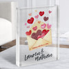 Valentine's Gift Watercolour Flying Hearts Envelope Custom Clear Acrylic Block