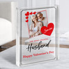 Valentine's Gift For Husband Red Photo Hearts Personalised Clear Acrylic Block