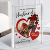 Valentine's Gift For Husband Roses Red Heart Photo Custom Clear Acrylic Block