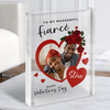 Valentine's Gift For Fiancé Roses Red Heart Photo Custom Clear Acrylic Block