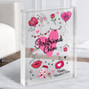 Valentine's Gift For Girlfriend Pink Love Doodles Custom Clear Acrylic Block
