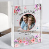 Wonderful Mother's Day Gift Circle Floral Photo Personalised Clear Acrylic Block