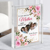 Pink Floral Amazing Mother's Day Gift Heart Photos Custom Clear Acrylic Block