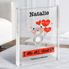 Cute Teddy Bear With Love Balloons Romantic Gift Custom Clear Acrylic Block